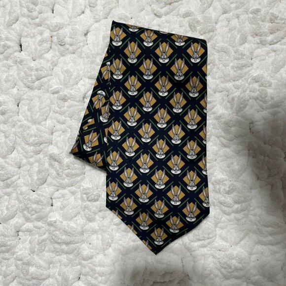 Vintage Silk Warner Bros Bugs Bunny Tie 56” - Picture 1 of 4